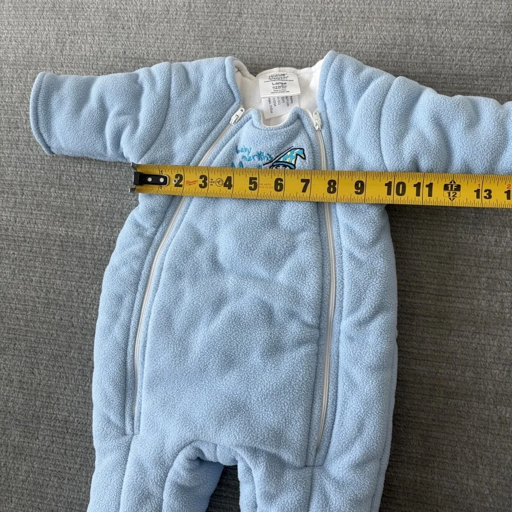 Baby Merlins Magic Sleepsuit Size Large 6-9 Months 18-21 LBS Light Blue